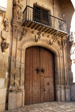 Valdehermoso Palace entrance (Palacio de Valdehermoso), Ecija, Spain.