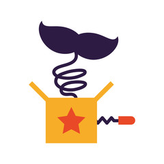 surprise box with a fun moustache on white background © djvstock