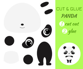 Cut and glue baby panda. Educational paper game for preschool children.
