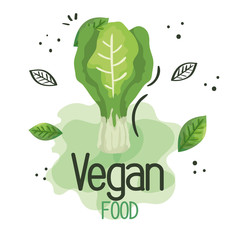 vegan food poster with leek fresh vector illustration design