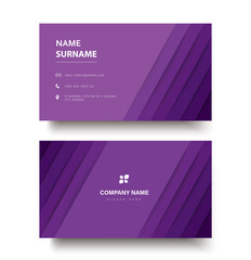modern purple lines double sided business card template vector eps10