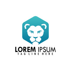 Lion Head Logo. Vector Template Illustration Design