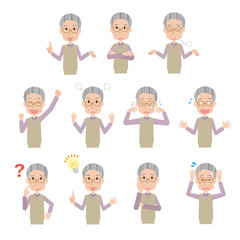 	高齢　おじいさん　中高年　シニア　男性　感情　ポーズ　セッ