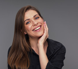 Fototapeta premium happy woman with big toothy smile.