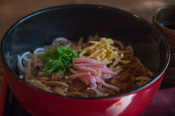 Soba noodle with meat and vegetables (Yokohama, Japan)