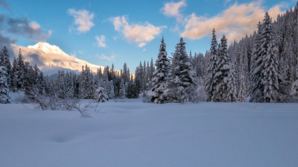 Mount Hood, Oregon During A Winter Sunset