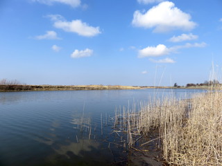 Landscape with clouds over the lake