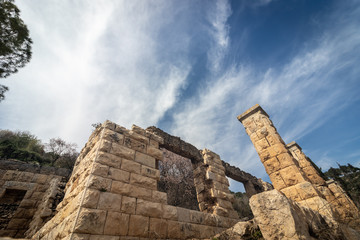 The ruins and structures of the sattaf Nature Reserve in the Jerusalem Forest. sataf was a...
