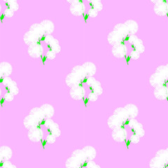 Dandelions flowers seamless pattern