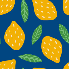 Vector abstract seamless background with lemons. Great for paper, card, wallpaper, banner, fabric, interior. Hand drawn illustration.