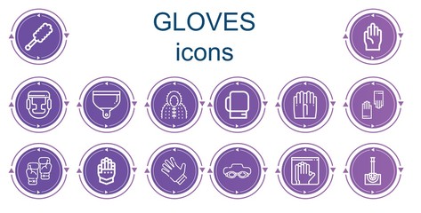 Editable 14 gloves icons for web and mobile