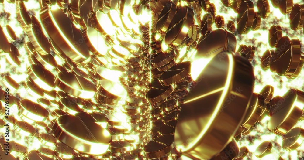 Aufkleber abstract 3d graphics background with golden pills. 3d renderinging