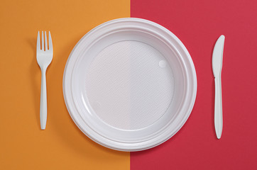 Plate, fork and knife