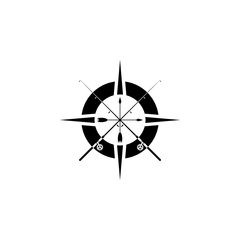 Fishing compass icon, logo isolated on white background