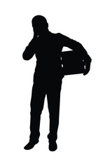 Busy business man with folders silhouette