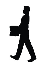 Busy business man with folders silhouette