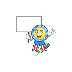 A picture of USA medal cartoon character with board