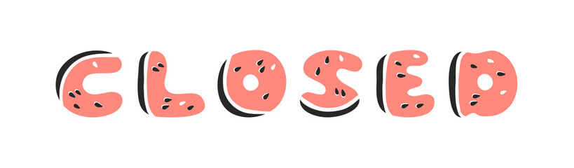 Cartoon vector illustration fruits font. Hand drawn drawing vegetarian food. Actual Creative Vegan art work. Watermelon ABC and word 