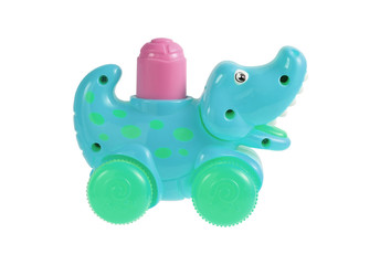 plastic crocodile toy isolated on white background, Toy for play in bathtub