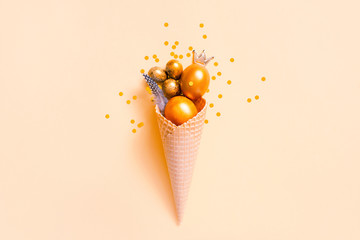 Easter conceptual ice cream, festive composition for holidays