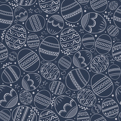 Naklejka premium Easter seamless pattern on a dark background.