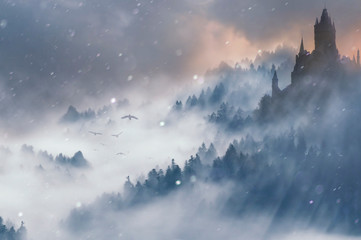 winter fantasy landscape - obrazy, fototapety, plakaty