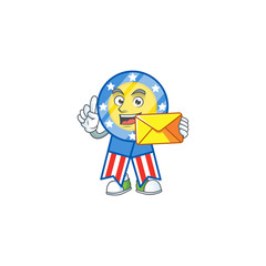 Happily USA medal mascot design style with envelope