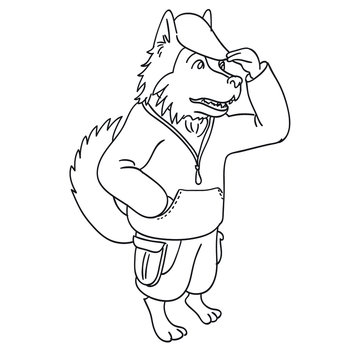 Geltelman Shepherd dog. Friendly dog is expressing surprise and happyness. Lovely cartoon character isolated on background. Vector illustration for greeting card, poster, kids clothes