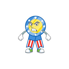 cartoon character of USA medal with angry face