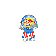 An attractive gamer USA medal cartoon character design