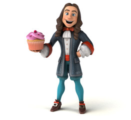 3D Illustration of a cartoon man in historical baroque costume