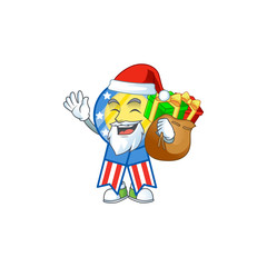 Santa USA medal Cartoon design having a sack of gifts