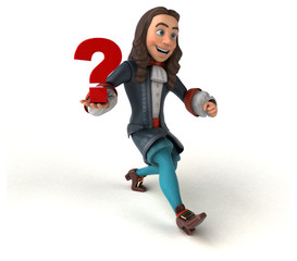 3D Illustration of a cartoon man in historical baroque costume
