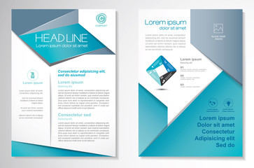 Template vector design for Brochure, AnnualReport, Magazine, Poster, Corporate Presentation, Portfolio, Flyer, infographic, layout modern with blue color size A4, Front and back, Easy to use and edit.
