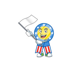 Funny USA medal cartoon character design with a flag