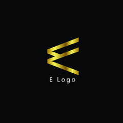 Creative and Minimalist Letter E Logo Design Icon |Editable in Vector Format in Black, White and Gold Color