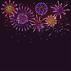 Fireworks for greeting card, merry christmas card. Happy new year. Vector illustrator 