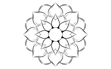 Circle pattern petal flower of mandala with black and white,Vector floral mandala relaxation patterns unique design with white background,Hand drawn pattern,concept meditation and relax