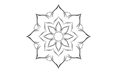 Circle pattern petal flower of mandala with black and white,Vector floral mandala relaxation patterns unique design with white background,Hand drawn pattern,concept meditation and relax