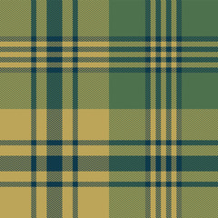 Tartan plaid pattern background. Seamless herringbone woven check plaid graphic in dark blue, green, and gold for scarf, blanket, or other modern autumn winter fabric design.