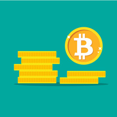 vector Golden bitcoin simple