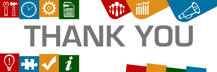 Fototapeta premium Thank You Colorful Various Shapes Business Symbols Up Down Horizontal 