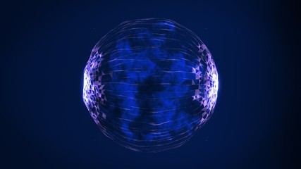 3D Illustation of Global Network. Explosion from a neural network. Artificial intelligence combines data and technology into one large collective knowledge. Modern worldwide communication.