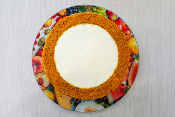 Cooking and decorating festive multilayer cakes for the anniversary. The cake is ready for...