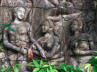 Ancient sculptures in the desolate forest (Old Carving stone).