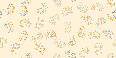 Fashionable cute pattern in nativel flowers. Floral seamless background for textiles, fabrics, covers, wallpapers, print, gift wrapping or any purpose.