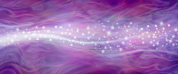Wide purple pink sparkling celebration  whoosh banner - white lines flowing across a wide dark pink...