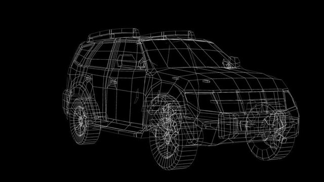 3D Car SUV wireframe