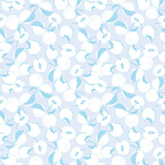 Seamless pattern with blue and white apples illustration