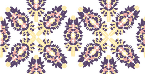 Abstract embroidery seamless ikat pattern. Tribal ethnic folk vector texture.